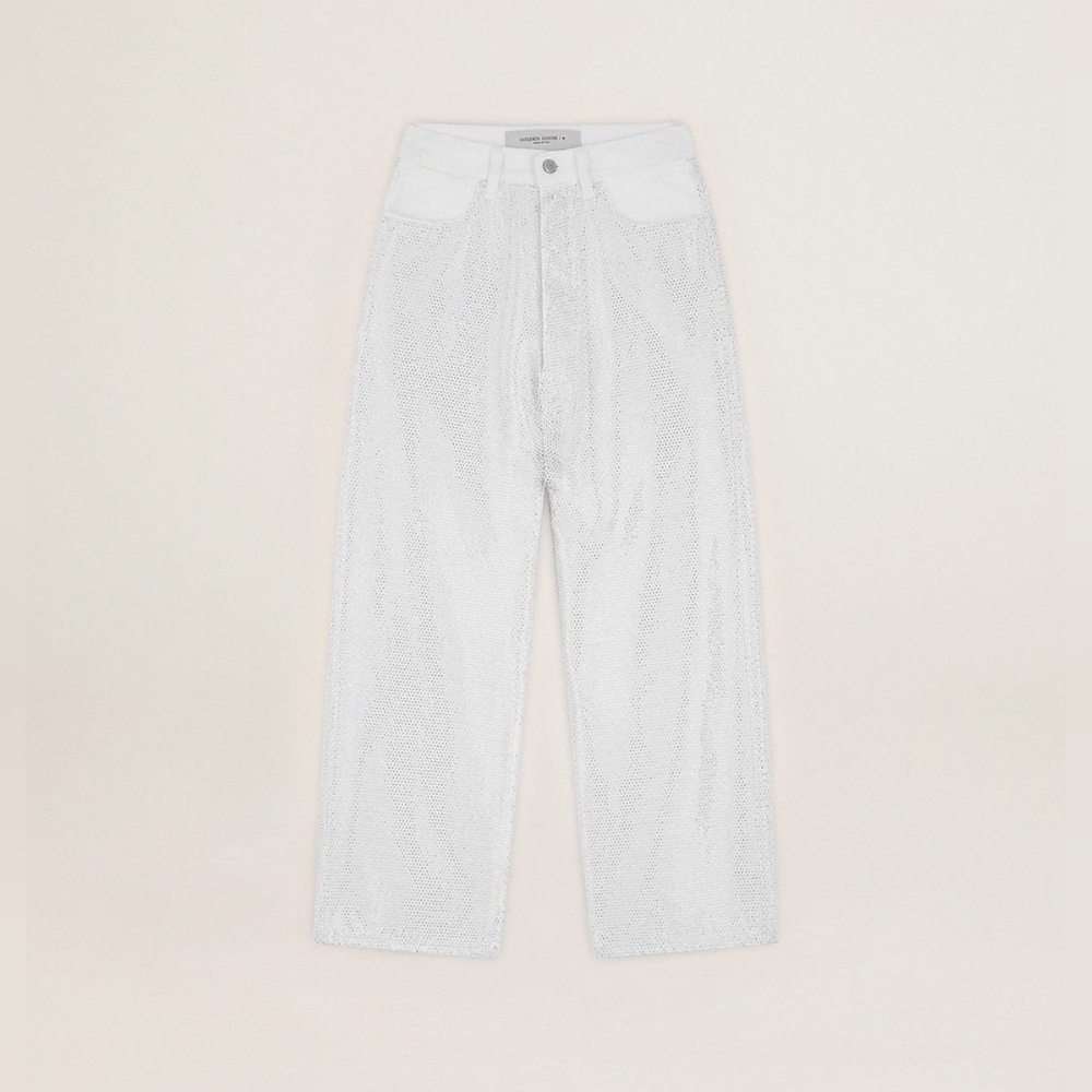 NWT RARE sz 31 Golden Goose white denim pants with rhinestones - Picture 9 of 9